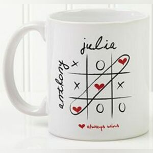 MugsBySandy, Coffee mug 15 oz, Tic Tac Toe, love always wins